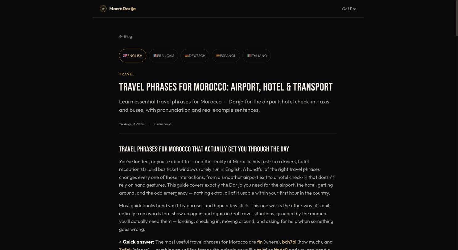 Ein Blogartikel — Reisephrasen für Marokko, für Flughafen, Hotel und Transport