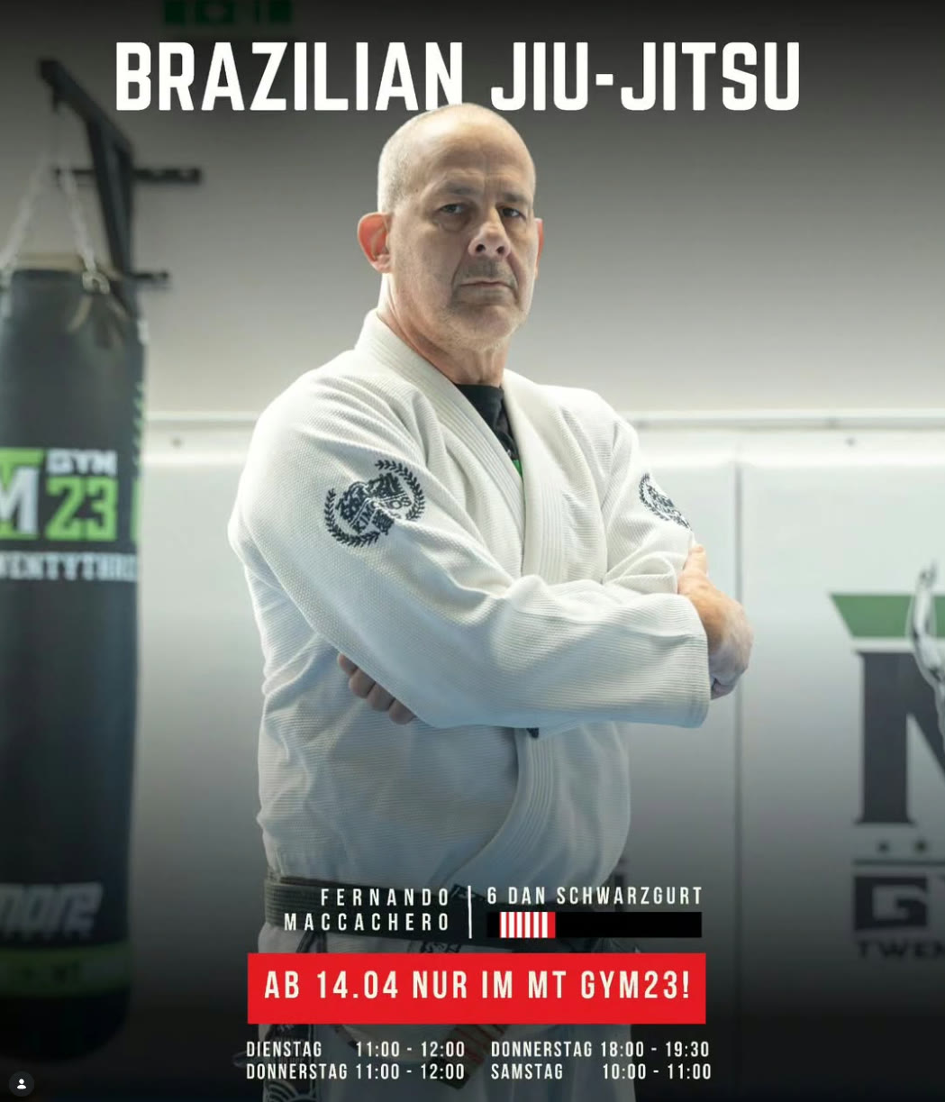 MT GYM23 Instagram-Post — Brazilian Jiu-Jitsu mit Stammtrainer Fernando Maccachero, 6.-Dan-Schwarzgurt