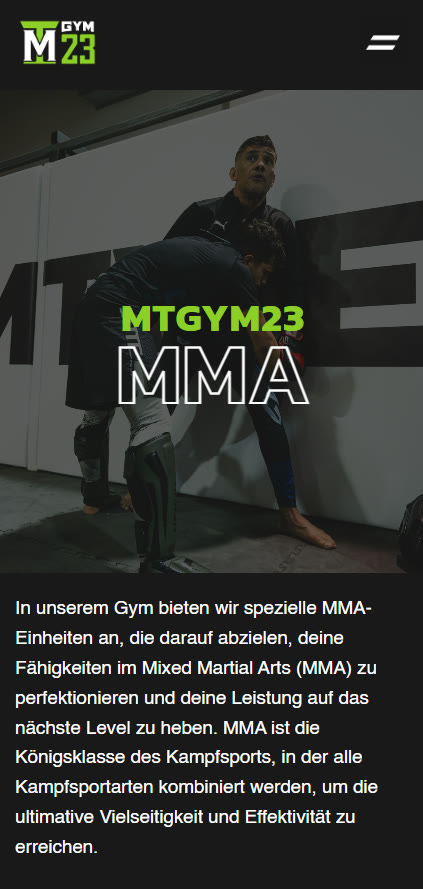 MT GYM23 Website — MMA-Disziplinseite