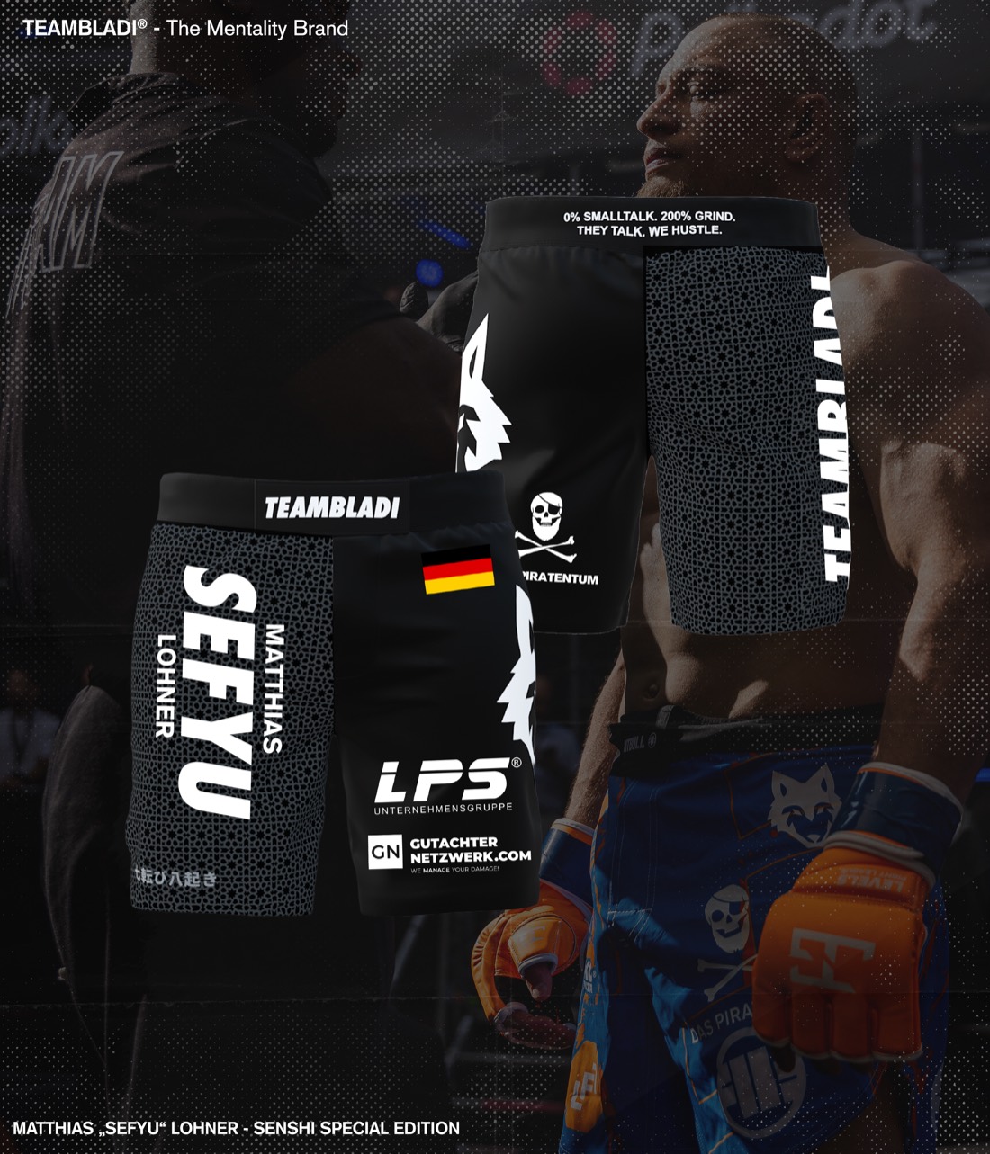 MMA-Shorts und komplette Fight-Ausrüstung für Matthias „Sefyu“ Lohner