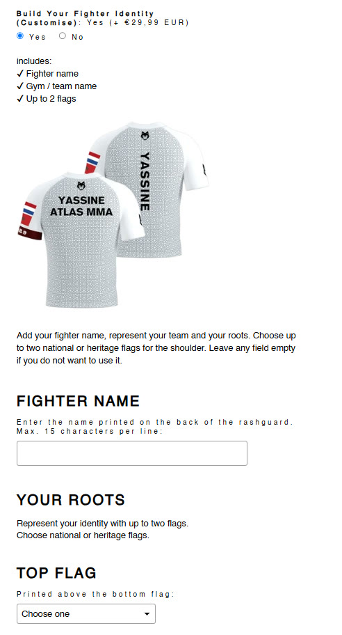 TEAMBLADI Website — Build Your Fighter Identity Personalizer, Name/Team/Flaggen