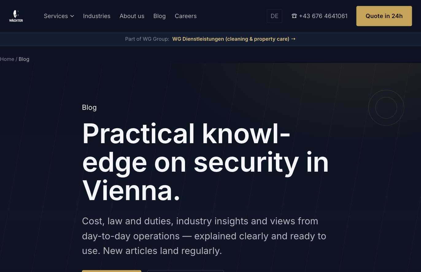 Blog article on waechtergroup.at in reading view