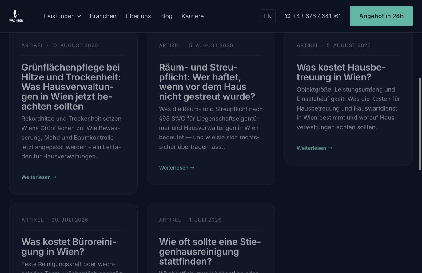 Blogübersicht auf wg-dienstleistungen.at